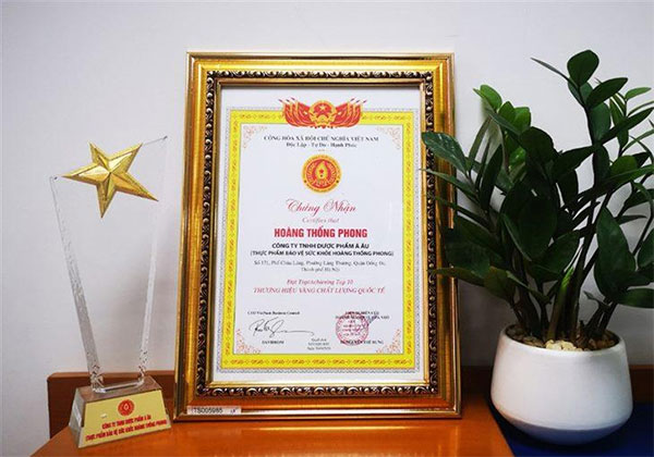 Hoàng Thống Phong vinh dự nhận giải thưởng Top 10 thương hiệu vàng chất lượng quốc tế